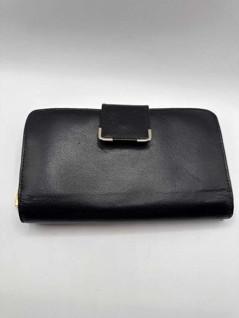 Amity Genuine Leather Black Organizer Wallet Checkbook Clutch Snap Closure
